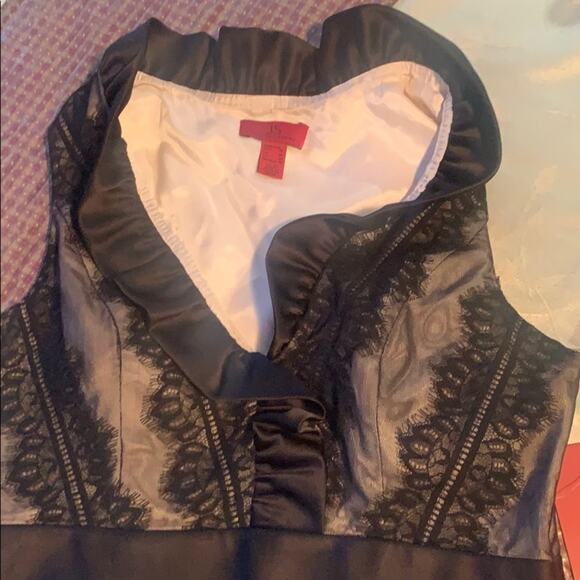 JS Collection Women's Black Lace Layered Sleeveless V Neck Midi Dress Size 10 - Picture 6 of 8